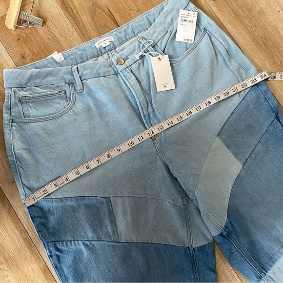 Good American Patchwork Straight Leg Jeans Sz 15 NWT - Picture 6 of 9